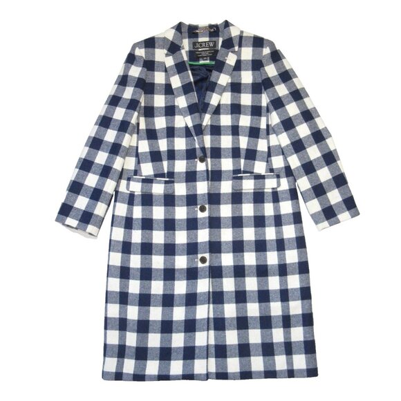 NWT J.Crew Alfie Topcoat in Ivory Blue Buffalo Check Italian Wool Coat 10 - Picture 2 of 11